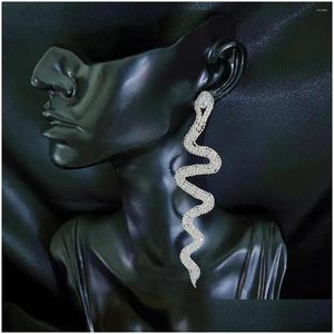 Boucles d'oreilles en lustre en peluche 2024 vendant des strass brillants serpent long bijoux bijoux de luxe zircon cristal géométrique pendentif earr dhd1l