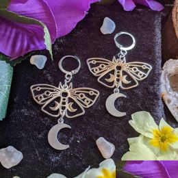 Dangle Chandelier Boucles d'oreilles Boho Hollow Butterfly Glamour pour femmes Fashion Beach Party Bijoux Cadeaux Sier Couleur Moon Moth P Dhgml