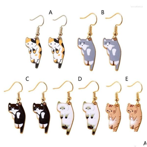 Dangle Lustre Boucles D'oreilles Chat Sterling Sier Mignon Animal Bijoux Cadeaux Pour Amoureux Femmes Ados Anniversaire Noël Dxaa Drop Delivery Dh6I0