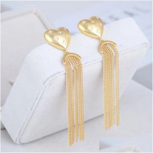 Dangle Chandelier Boucles d'oreilles Tendance européenne et américaine Mode Long Love Gem Gland Simple Japonais Coréen Femmes Drop Livraison Jewelr Otckc