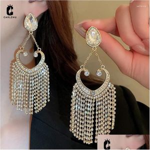 Dangle Chandelier Boucles d'oreilles Tempérament européen et américain FL Strass Coeur Gland Drop pour les femmes Exagérée Fashion Party Jewel Ot8Cn