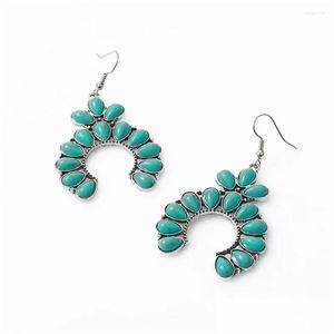 Dangle Lustre Boucles D'oreilles Faux Turquoise Accessoires De Mode Bohème Vintage Géométrique Découpe Pendentif Bijoux Pour Femmes Rétro Femme D Oto7M