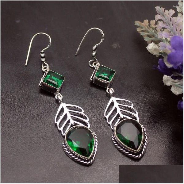 Boucles d'oreilles lustre pendantes Hermosa incroyable à venir Vintage Greentopaz pour les femmes 2 5/8 pouces A87 livraison directe bijoux Otrrx