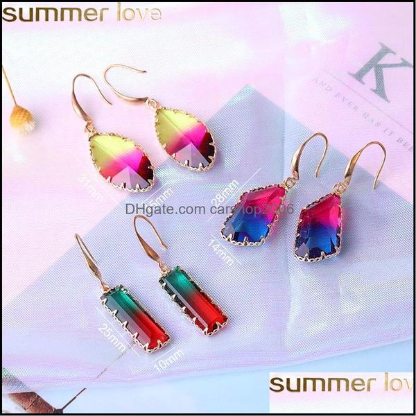 Dangle Lustre Boucles D'oreilles Bijoux 18 Styles Colorf Irregar Cristal Pour Les Femmes Or Grand Hoop Boucle D'oreille De Mode Fête De Vacances Meilleurs Cadeaux Goutte