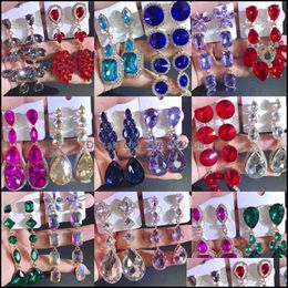 Dangle Lustre Boucles D'oreilles Bijoux 2021 Colorf Strass Goutte Longue Bohème Europe États-Unis Rétro Verre Foret Tempérament Mariage Fo