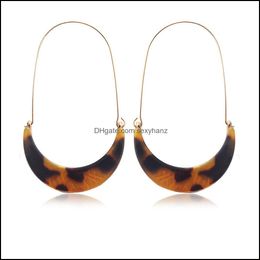 Dangle Lustre Boucles D'oreilles Bijoux De Mode Léopard Marque Conception Acrylique Acétate Tortue Shell Croissant Grand Crochet Résine Goutte Boucle D'oreille Pour Wo