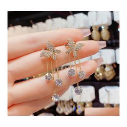 Dangle Chandelier Boucles D'oreilles Bijoux Pour Femmes Strass Cristal S925 Sier Aiguille Highclass Sense Light Luxury Super Flash Diamond Dhjem