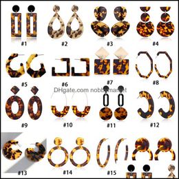 Dangle kroonluchter oorbellen sieraden luipaard print acryl azijnzuur blad voor vrouwen geometrische cirkel vierkante lange drop-verklaring boho deli