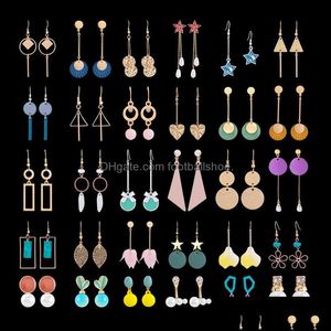 Dangle lustre Boucles d'oreilles bijoux de bijoux conceptions géométriques longue pour femmes mode plaqué or asymétrique irrégar goutte boucle d'oreilles