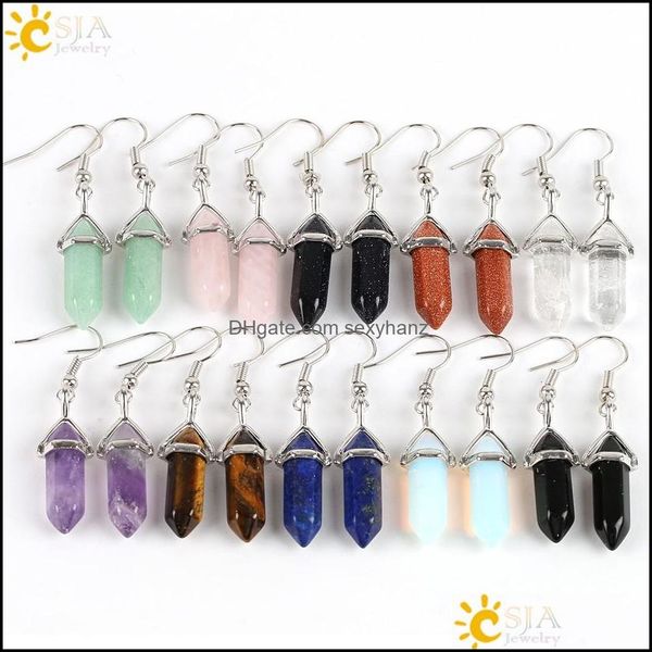 Pendientes colgantes de araña, joyería de piedra Natural, gema turquesa, punto de prisma Hexagonal, abalorio de Chakra curativo, moda para mujer, envío directo 2021