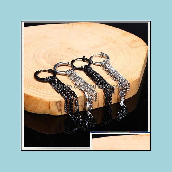 Cuelga los pendientes de la lámpara joyería simple punk caja cadena borlas gota para hombres clásico acero inoxidable Brincos entrega de regalo 2021 Ziqsg