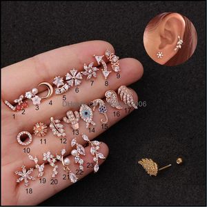 Dangle Chandelier Earrings Jewelry Stainless Steel Helix Cartilage Fashion Plant Tragus Daith Screw Back Earring Stu Dhxev