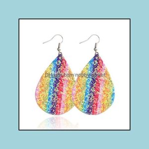 Dangle Kroonluchter Oorbellen Sieraden Teardrop Glitter Faux Lederen Eardrup voor Vrouwen Meisjes Nieuwigheid Oor Ornament Daily Wear Bruiloft Dro