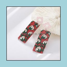 Bengelen kroonluchter oorbellen sieraden trendy colorf bloem dots patroon recylic drop oorrel voor vrouwen meisjes Koreaanse plant geometrische samenvatting