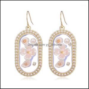 Dangle Lustre Boucles D'oreilles Bijoux À La Mode Floral Perle Gland Élégant Femme Grand Brincos Doux Zircon Insérer Long Cintre Mariage Original