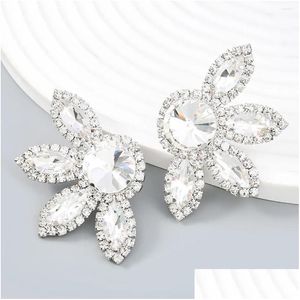 Cuelga los pendientes de la lámpara joyería de lujo al por mayor flor moda gran diamante de imitación cristal brillante ceremonia fiesta fantasía para las mujeres Otixi