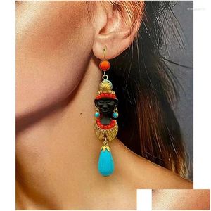 Bengelen kroonluchter oorbellen middeleeuwse zwarte moors oude Egyptische turquoise hanger drop levering sieraden oorrang dhjtd