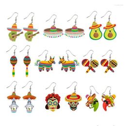 Bengelen kroonluchter oorbellen Mexicaanse acryl oorbel voor vrouwen chili racket hat skl avocado charmes drop sieraden aangepast feest cadeau del dhjox