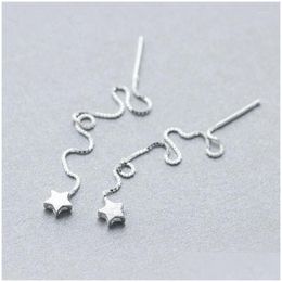 Pendientes de araña colgantes Mloveacc Auténtico 925 Sterling Sier Cadena larga Moda Mujer Estrella Gota Entrega Joyería OTLVZ