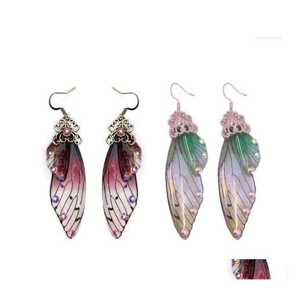 Boucles d'oreilles lustre pendantes, ailes de cigale colorées, bijoux cadeaux, livraison directe Dh3Yx