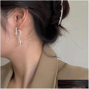 Dangle Chandelier Boucles d'oreilles Trendy Sier Couleur Drop Hoop Bell Fleurs Irregar pour Femmes Fille Cadeau Bijoux De Mode Dropship En Gros Del Otqbh