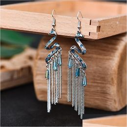 Dangle Chandelier Boucles d'oreilles Vintage Tribal Serpent pour femmes Tibétain Bijoux Été Ethnique Longue Chian Gland Brincos Drop Livraison Earr Dh4Fj