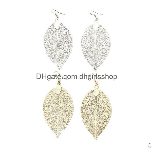 Boucles d'oreilles ethniques de lustre de lustre pour femmes pour femmes accessoires de bijoux de feuille dorée de mode féminine vintage dhh8q