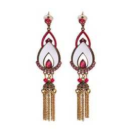 Bengelen kroonluchter etnische Indiase kristallen oorbellen voor vrouwen retro lange tassel oorrang hangling sieraden drop levering dhu8z