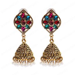 Bengelen kroonluchter etnische blad zirkoon oorbellen voor vrouwen bijoux elegante klassieke vintage gouden klokken sieraden drop levering dhohv