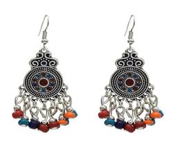 Dangle Lustre Ethnique Style Turc Alliage Jhumka Boucle D'oreille Résine Perlée Déclaration Boucles D'oreilles Pour Les Femmes Boho Fête Gypsy BijouxDa9989620