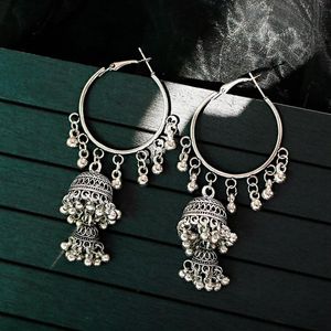 Bengelen kroonluchter etnische vintage dames geometrische Turkse jhumka oorbellen sieraden zilveren kleur belt tassel bungelende oorbellendangle da