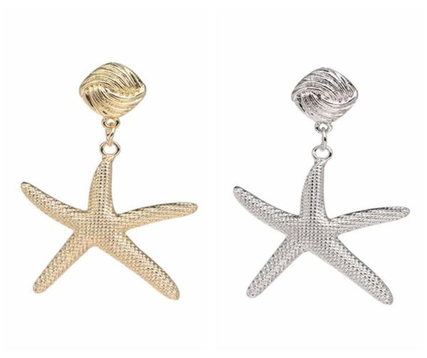 Lampadario pendente moda 2021 orecchini pendenti con stelle lucide esagerate per le donne regalo di dichiarazione in metallo con stelle marine estive di mare8643906