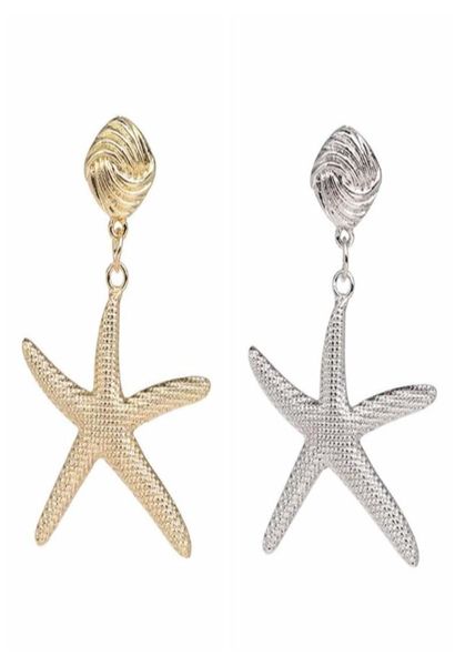 Fashion de lustre en peluche 2021 Big boucles d'oreilles étoiles brillantes exagérées pour femmes étoiles de mer de mer de mer.