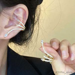 Bengelen kroonluchter mode dieren kristal slangclip op oorbellen voor vrouwen glanzende strass ear manchet charme statement studs oorbellen feest sieraden