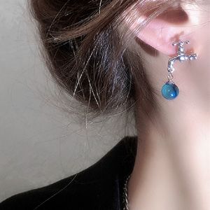 Pendientes creativos con cuentas de cristal azul a la moda, pendientes únicos con personalidad, nuevos pendientes de moda