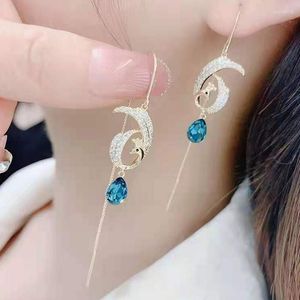 Balancent lustre mode bleu strass pendentif Phoenix oreille ligne personnalité 2022 tendance longue gland femme bijoux violet poisson