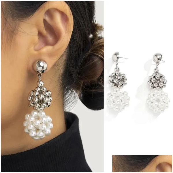 Fashion de lustre en peluche CCB Boucles d'oreilles pour femmes bijoux de bijoux rond Imitation Perl Pendentif Party Deliver DHCH5