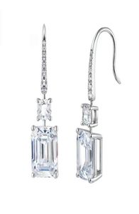 Dangle lustre mode cristal carré boucles d'oreilles de luxe éblouissant S925 bijoux argentés pour les femmes fête de mariage Valentine04779567