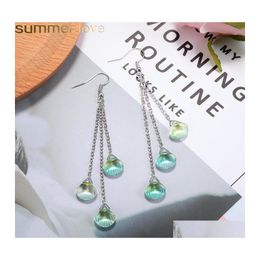Cuelga la lámpara de moda Crystal Tassel Drop Earrings Long Sier Chain Earring para mujer Diseño Joyería Regalos Summer Love Delivery Othcu