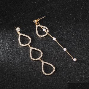 Dangle Lustre De Mode Or Sier Plaqué Dangle Suspendu Poire Strass Longue Boucles D'oreilles Pour Les Femmes Parti Bijoux Accessoires D Dh1Kq