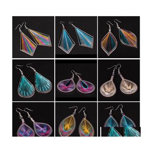 Dangle lustre mode fil de soie à la main bricolage boucles d'oreilles bohème pour femmes créatives géométriques filles fête livraison directe bijoux Dhpno
