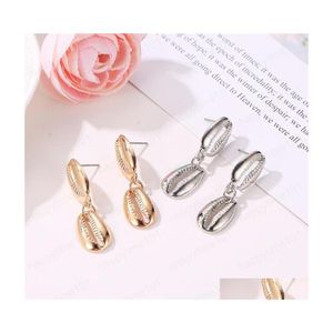 Bengelen kroonluchter mode hipster domme gouden dubbele laag shell metalen oorbellen kwastje zomer strand accessoires voor vrouwen drop deliv dhtgh