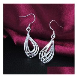 Dangle Kroonluchter Mode-sieraden 925 Sterling Sier Oorbellen Waterdruppelvormige Rimpel Cadeau Voor Vrouwen Levering Dhels