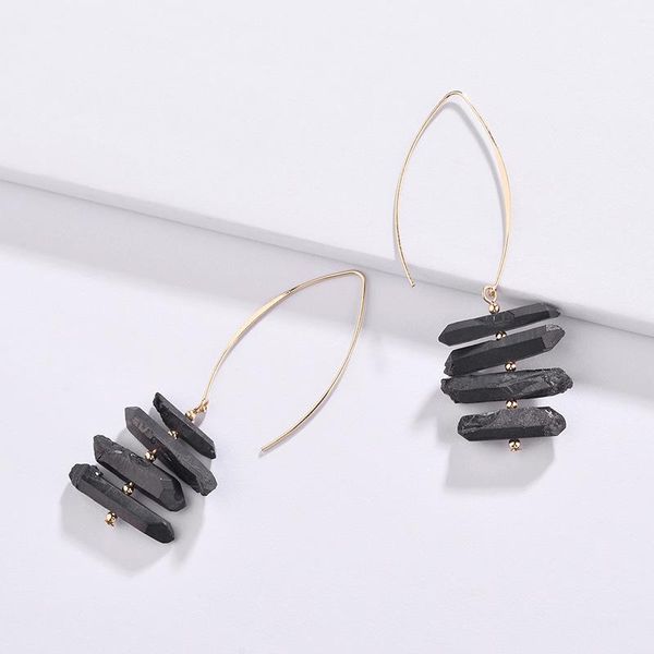 Lámpara colgante, diseño de joyería de moda, gancho grande apilado, Pendientes colgantes de piedra de cuarzo natural para mujer, colgante