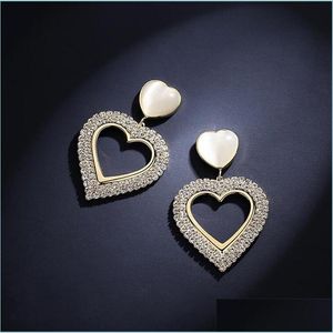 Dangle Chandelier Fashion Jewelry Hollowed Heart Dangle Boucles d'oreilles S925 Sier Post Hearts Stud Boucle d'oreille Drop Delivery 2021 Dhseller2010 Dhq2C
