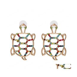 Dangle lustre bijoux de mode Vintage Colorf strass tortue boucles d'oreilles livraison directe Dh5Nv