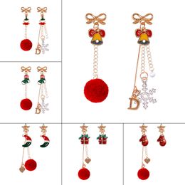 Bengelen kroonluchter mode dame kerst oorbellen klassieke boom sneeuwman Bell Handschoen metalen ketting hanger vakantiedecoratiejaar cadeaubongange