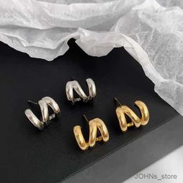 Boucles d'oreilles de goujon à vagues creuses de lustre enveloppe en métal pour femmes Punk Hip Hop en forme de pouce géométrique Piercing Boucles de bijoux tendance