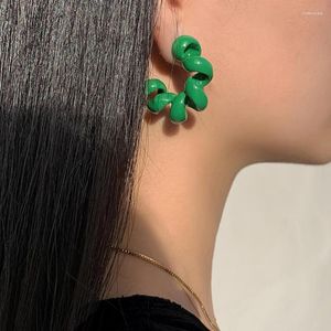 Dangle Lustre Mode Moderne Boucles D'oreilles Blanc Vert Bleu Jaune Personnalité Métallique Twist C En Forme De Boucles D'oreilles Bijoux En GrosDangle Kirs