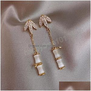 Bengelen kroonluchter mode opaal bamboe bengelen oorbellen vintage geometrische kristallen tassel oorbel vrouwen banket bruiloft sieraden accesses dh7kb
